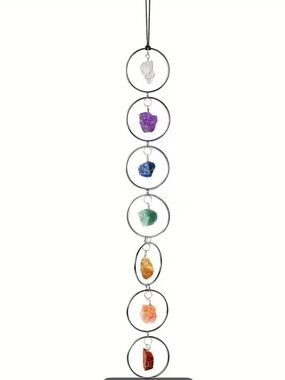 7 Natural Stone Chakra Raw Crystal Hanging Decor